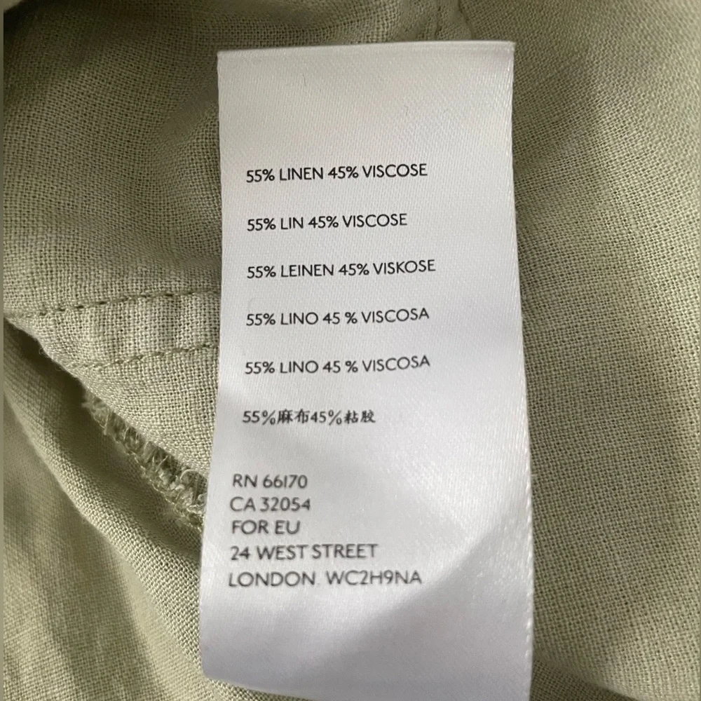 Free People Olive Green Utility Puff Sleeve Button Front Blouse